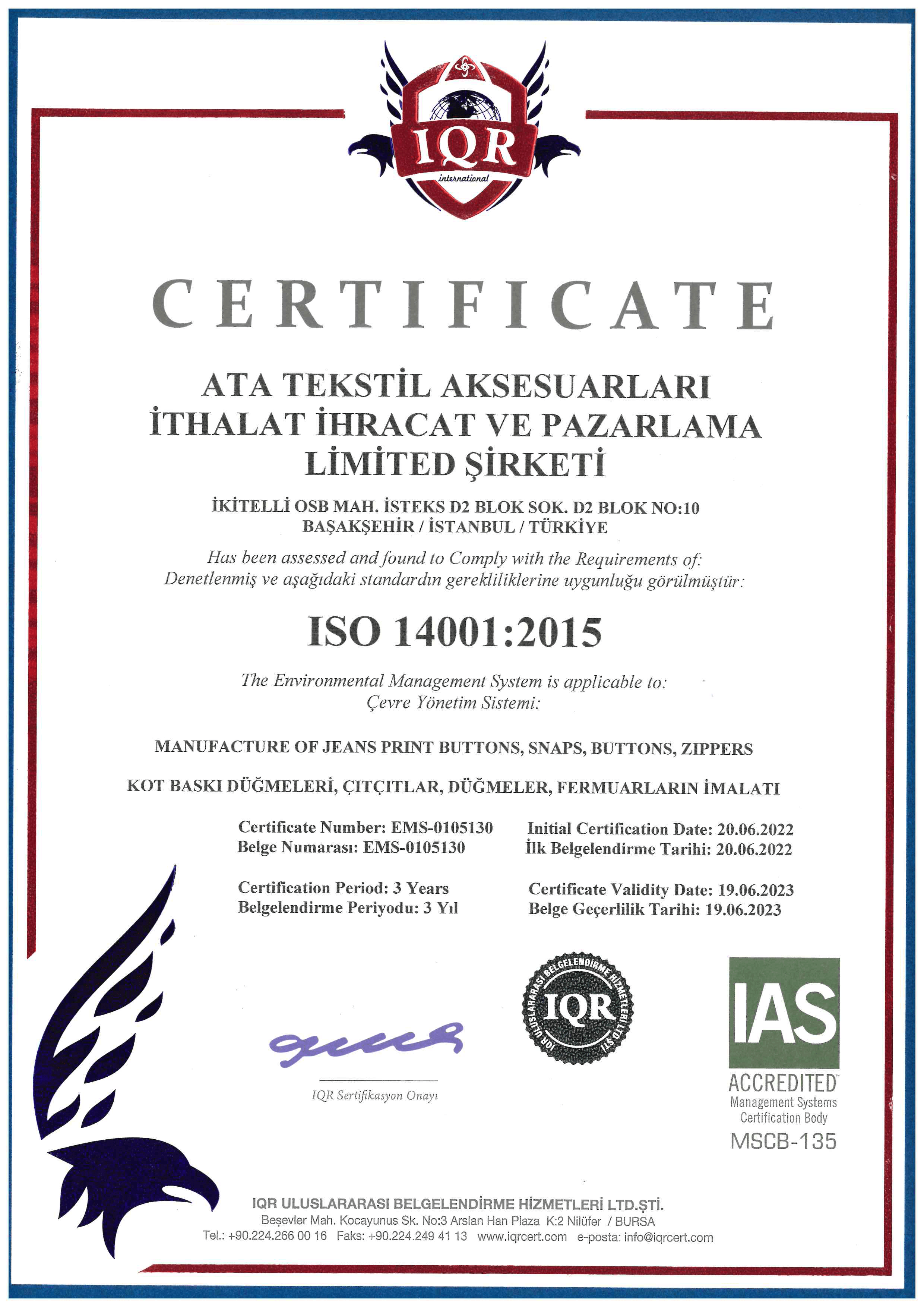 Sistema di Gestione Ambientale ISO 14001:2015
