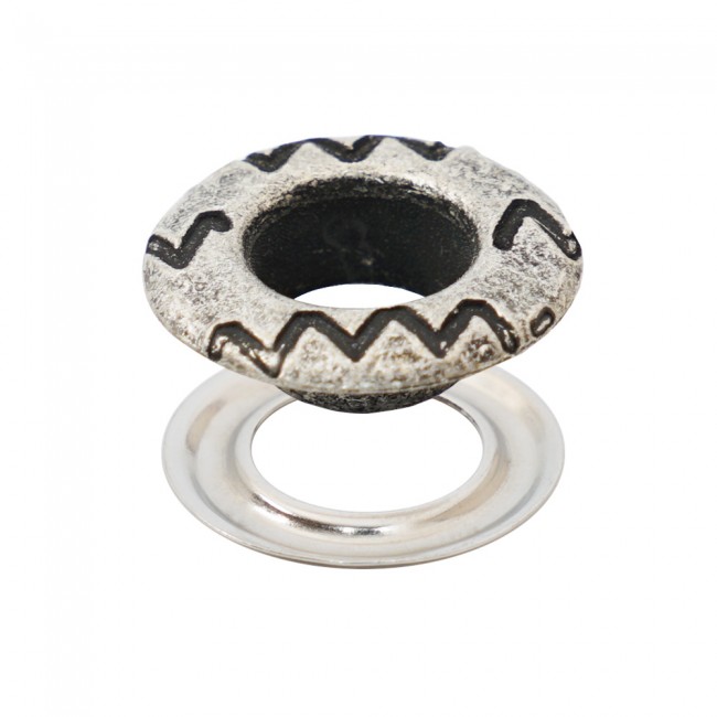 Occhielli con Logo in Ottone — Occhielli, dettaglio, Ata Buttons Turchia