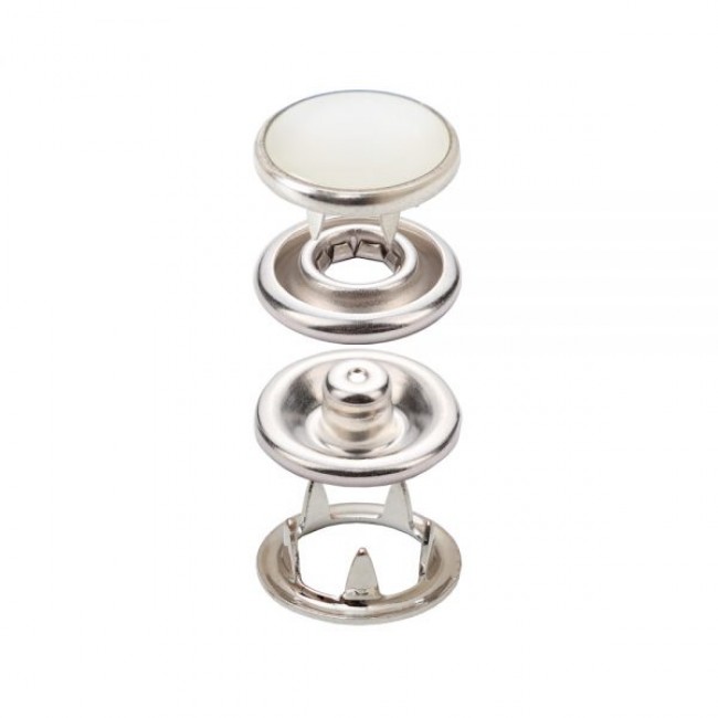 Bottone a Pressione a Griffe Inox con Cappuccio Perla — Bottoni a Pressione, dettaglio, Ata Buttons Turchia