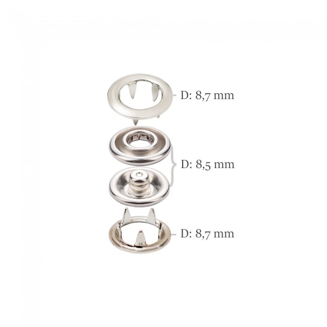 Bottone a Pressione a Griffe in Acciaio Inox — Accessori in Acciaio Inox, dettaglio, Ata Buttons Turchia